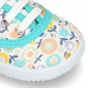 Cotton canvas Bamba shoes with flower design for kids.