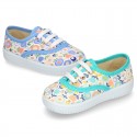 Cotton canvas Bamba shoes with flower design for kids.