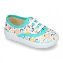 Cotton canvas Bamba shoes with flower design for kids.