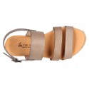 New leather Sandals espadrille style with parallels straps.