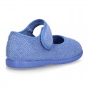 Terry cloth Home little Mary Jane shoes with hook and loop strap.