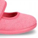 Terry cloth Home little Mary Jane shoes with hook and loop strap.