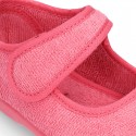 Terry cloth Home little Mary Jane shoes with hook and loop strap.