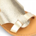 New METAL leather sandal shoes with engraved design for toddler girls.