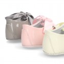 Classic Mary Jane shoes angel style for baby in patent leather with ties.