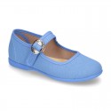 New Cotton canvas Mary Jane shoes with japanese buckle fastening in pastel colors.