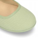 New Cotton canvas Mary Jane shoes with japanese buckle fastening in pastel colors.