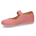 New Cotton canvas Mary Jane shoes with japanese buckle fastening in pastel colors.