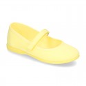 Cotton canvas little Mary Jane shoes with velcro strap in NEW seasonal COLORS.