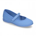 Cotton canvas little Mary Jane shoes with velcro strap in NEW seasonal COLORS.