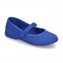 Cotton canvas little Mary Jane shoes with velcro strap in NEW seasonal COLORS.