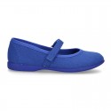 Cotton canvas little Mary Jane shoes with velcro strap in NEW seasonal COLORS.