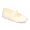 Cotton canvas little Mary Jane shoes with velcro strap in NEW seasonal COLORS.