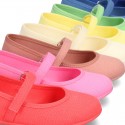 Cotton canvas little Mary Jane shoes with velcro strap in NEW seasonal COLORS.