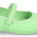 Cotton canvas little Mary Jane shoes with velcro strap in NEW seasonal COLORS.