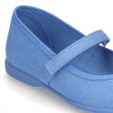 Cotton canvas little Mary Jane shoes with velcro strap in NEW seasonal COLORS.