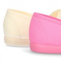 Cotton canvas little Mary Jane shoes with velcro strap in NEW seasonal COLORS.