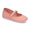 Cotton canvas little Mary Jane shoes with velcro strap in NEW seasonal COLORS.