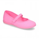 Cotton canvas little Mary Jane shoes with velcro strap in NEW seasonal COLORS.