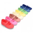 Cotton canvas little Mary Jane shoes with velcro strap in NEW seasonal COLORS.