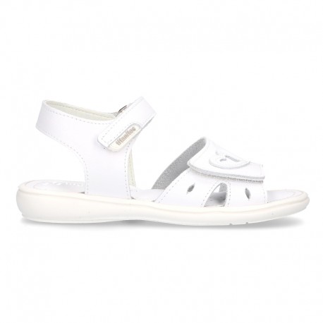 Sandalia Niña mayor en piel lavable con velcro y suela SUPER FLEXIBLE.