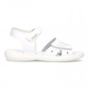 Washable leather sandals with front velcro strap and SUPER FLEXIBLE outsole.