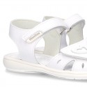 Washable leather sandals with front velcro strap and SUPER FLEXIBLE outsole.