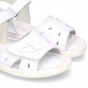 Washable leather sandals with front velcro strap and SUPER FLEXIBLE outsole.