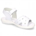 Washable leather sandals with front velcro strap and SUPER FLEXIBLE outsole.