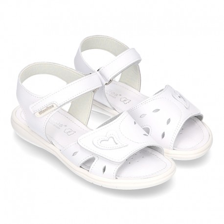 Washable leather sandals with front velcro strap and SUPER FLEXIBLE outsole.