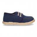 Washed Cotton canvas boat shoes espadrilles style.