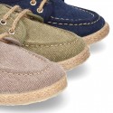 Washed Cotton canvas boat shoes espadrilles style.