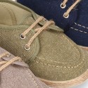 Washed Cotton canvas boat shoes espadrilles style.