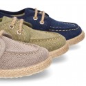 Washed Cotton canvas boat shoes espadrilles style.