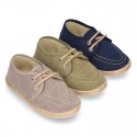 Washed Cotton canvas boat shoes espadrilles style.