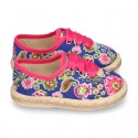 New Cotton canvas Bamba shoes with FLOWERS design.