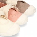 New Cotton canvas Mary Jane shoes ANGEL style with toe cap.