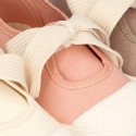 New Cotton canvas Mary Jane shoes ANGEL style with toe cap.