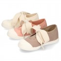 New Cotton canvas Mary Jane shoes ANGEL style with toe cap.