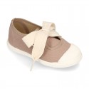 New Cotton canvas Mary Jane shoes ANGEL style with toe cap.