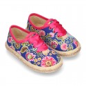 New Cotton canvas Bamba shoes with FLOWERS design.