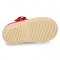 LINEN canvas T-Strap shoes espadrille style with buckle fastening.