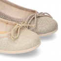 Spring-summer METAL canvas ballet flats with adjustable ribbon.