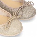 Spring-summer METAL canvas ballet flats with adjustable ribbon.