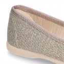 Spring-summer METAL canvas ballet flats with adjustable ribbon.