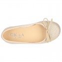 Spring-summer METAL canvas ballet flats with adjustable ribbon.