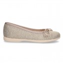 Spring-summer METAL canvas ballet flats with adjustable ribbon.