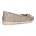 Spring-summer METAL canvas ballet flats with adjustable ribbon.