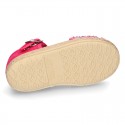 Little SANDAL shoes espadrille style in metal linen canvas.