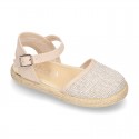 Little METAL soft canvas espadrilles with buckle fastening for girls.